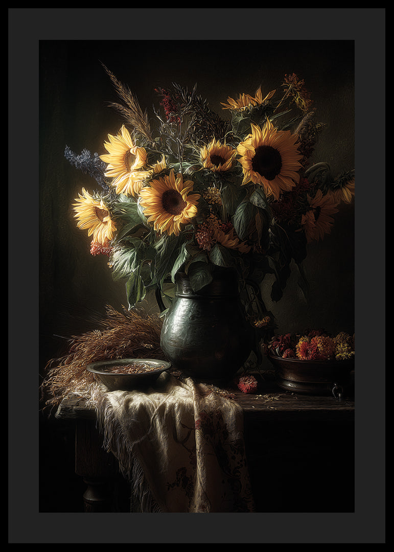 The sun's rays embrace the sunflowers in a warm, inviting aura.-12