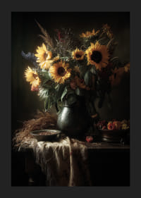 De zonnestralen omhullen de zonnebloemen met een warme, uitnodigende uitstraling.-5