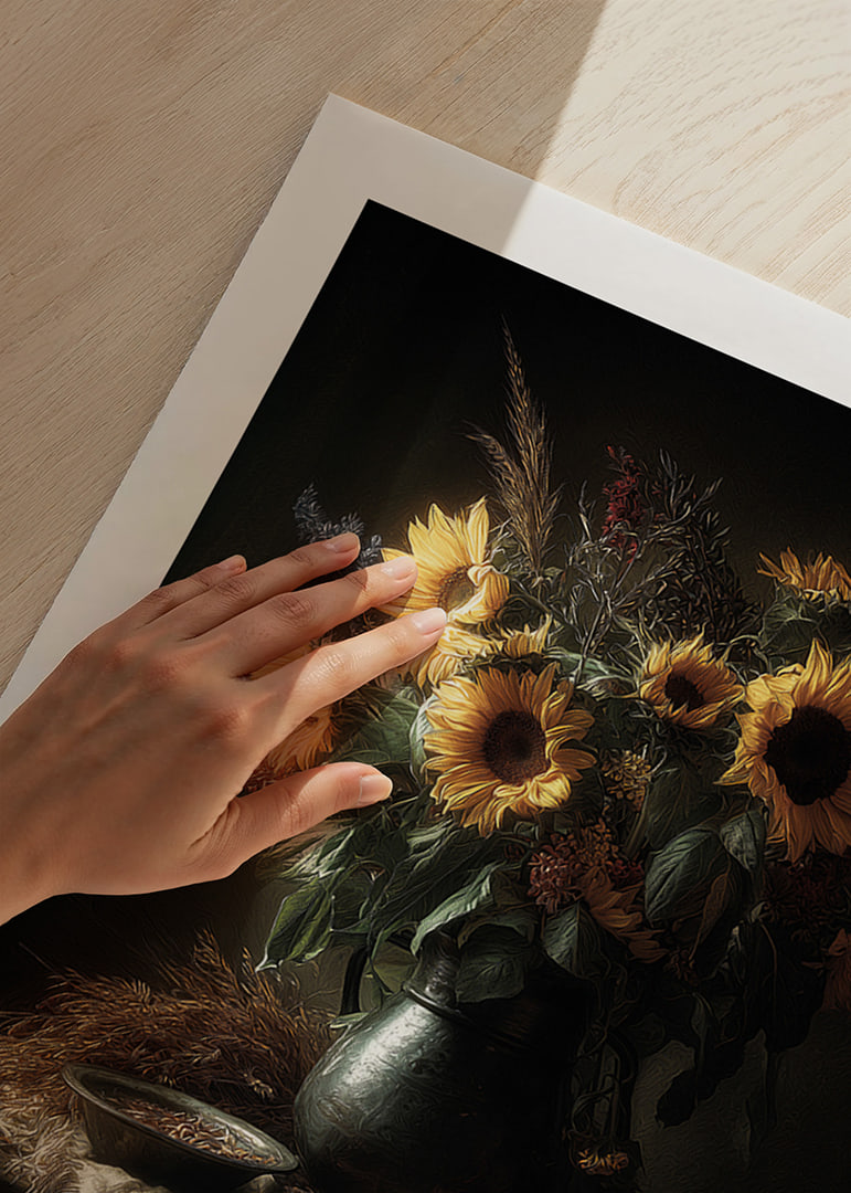 The sun's rays embrace the sunflowers in a warm, inviting aura.-12
