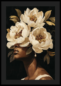 Blomstrande blommor omsluter en kvinnas ansikte-4