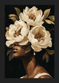 Blooming flowers surround a woman's face-5