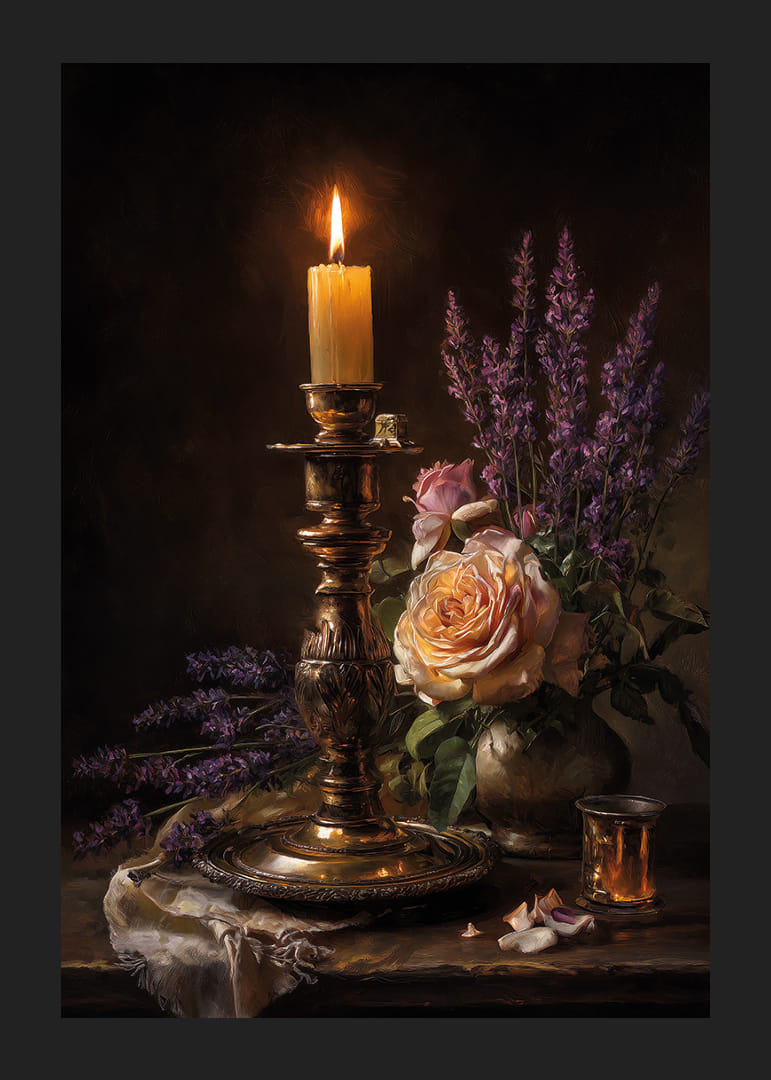 Lysets glød danser over blomster og gyldne toner.-12