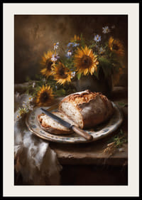 Solsikker og brød skaber en varm og rustik charme.-2