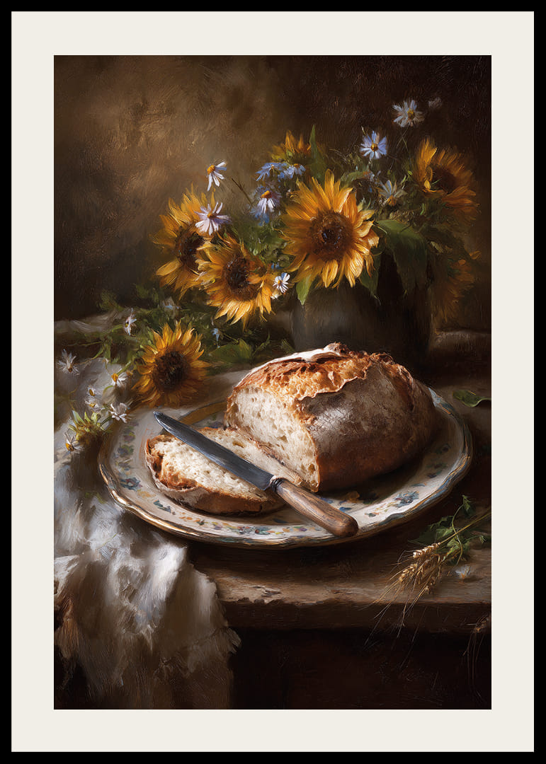 Solsikker og brød skaber en varm og rustik charme.-12