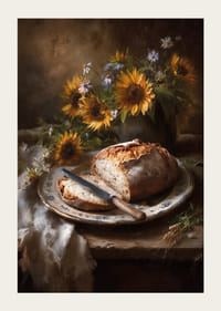 Solsikker og brød skaber en varm og rustik charme.-3