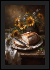 Solsikker og brød skaber en varm og rustik charme.-4