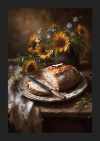 Solsikker og brød skaber en varm og rustik charme.-5