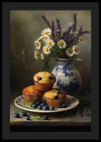 Les muffins aux myrtilles et les fleurs ajoutent un charme rustique et une tranquillité.-4