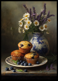 Blaubeermuffins und Blumen sorgen für rustikalen Charme und Ruhe.-6