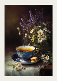 Calm tea experience with lavender and daisies.-3