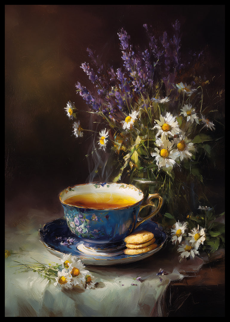 Calm tea experience with lavender and daisies.-12