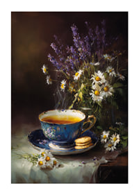 Calm tea experience with lavender and daisies.-1