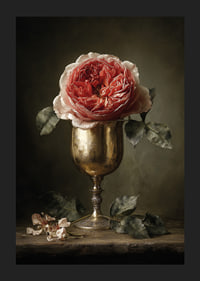 A rose in an antique goblet exudes timeless beauty.-5