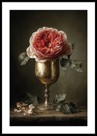 A rose in an antique goblet exudes timeless beauty.-0