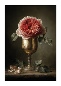 A rose in an antique goblet exudes timeless beauty.-1