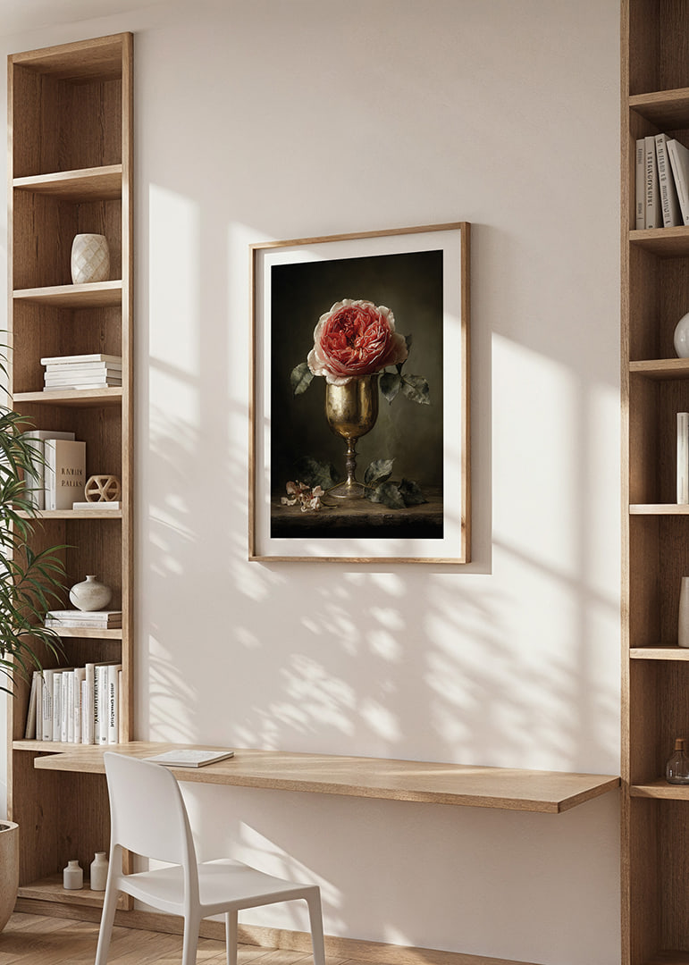 A rose in an antique goblet exudes timeless beauty.-12