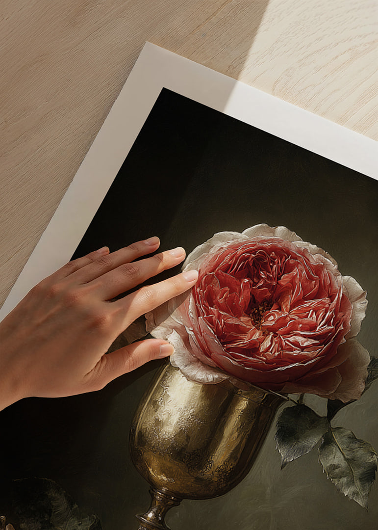 A rose in an antique goblet exudes timeless beauty.-12