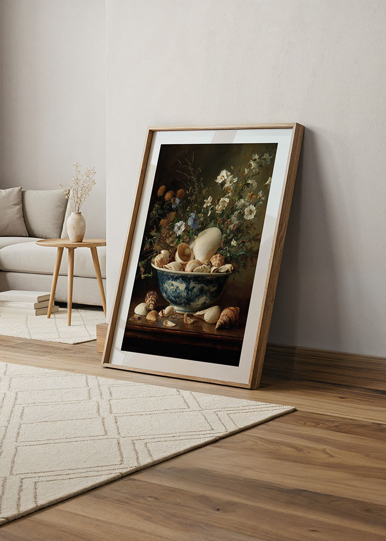 Miska s mušľami medzi kvetmi prináša pokoj a eleganciu.-12