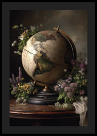 A globe surrounded by colorful flowers.-4
