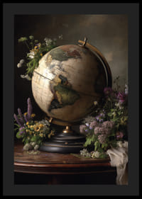 Un globe entouré de fleurs colorées.-4