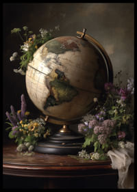 Un globe entouré de fleurs colorées.-2
