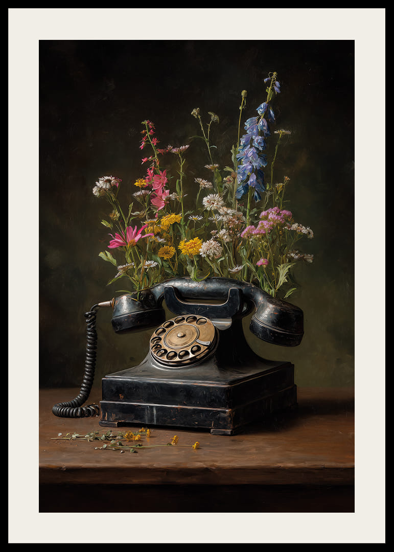 La magie du vieux téléphone se marie à la beauté des fleurs.-12