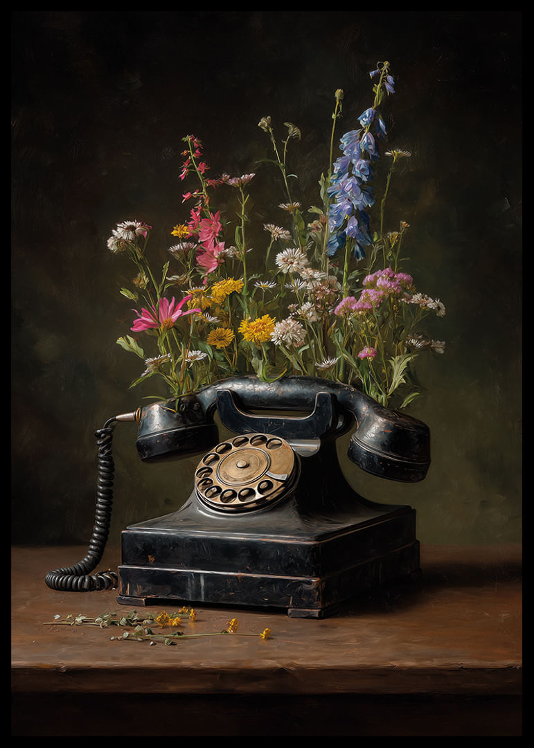 La magie du vieux téléphone se marie à la beauté des fleurs.-12
