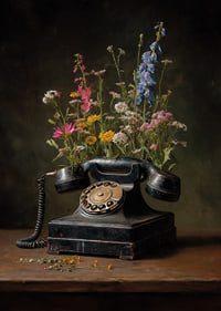 The magic of the old telephone is combined with the beauty of flowers.-7