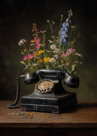 La magie du vieux téléphone se marie à la beauté des fleurs.-3