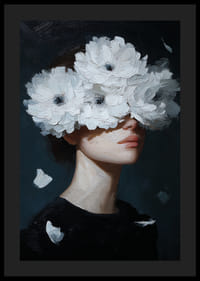 Figure mystérieuse et onirique avec des fleurs sur les yeux.-4