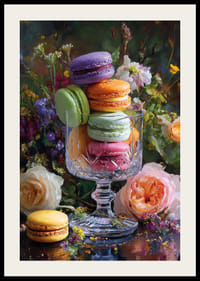 Colorful macarons in perfect harmony with flower arrangements.-2