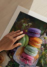 Colorful macarons in perfect harmony with flower arrangements.-9