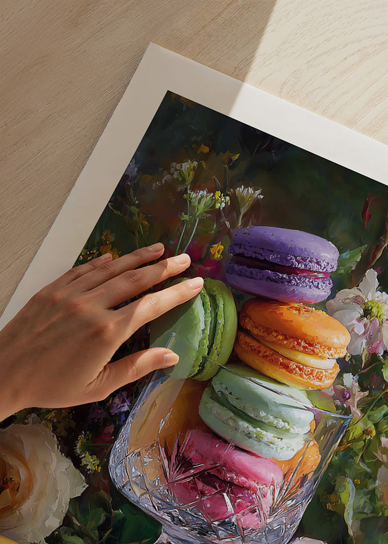 Colorful macarons in perfect harmony with flower arrangements.-12