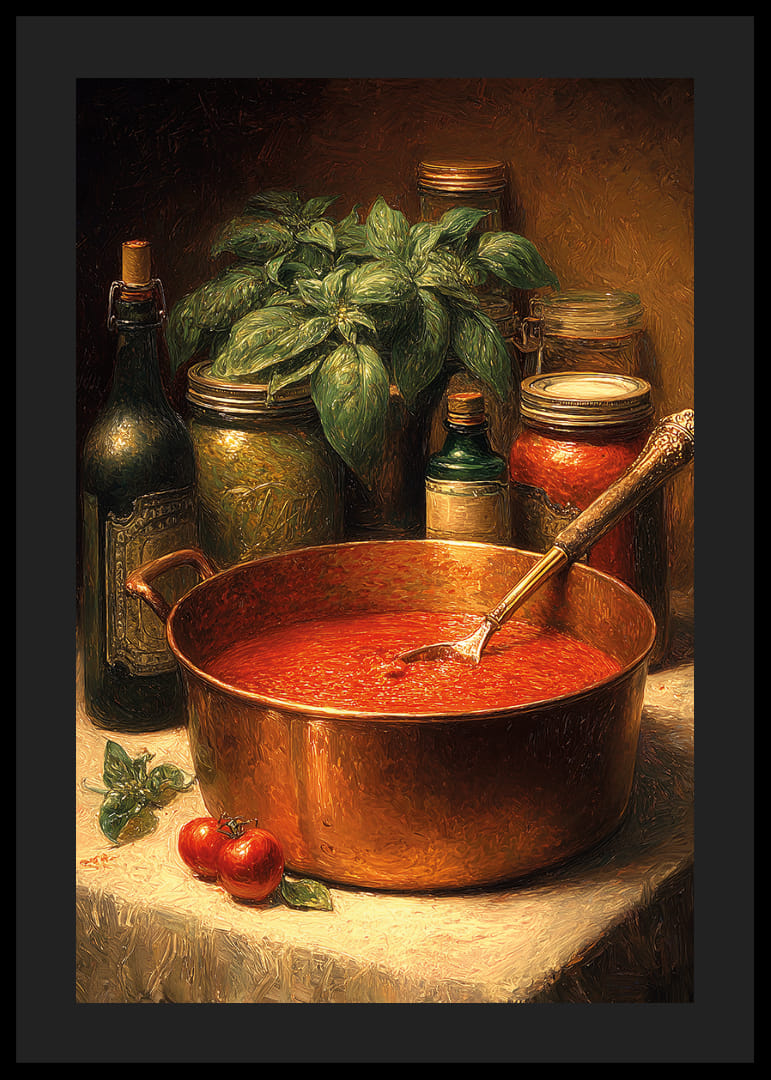 Una ricca tavolozza di colori, dalla salsa di pomodoro alle spezie, riempie la stanza di calore.-12