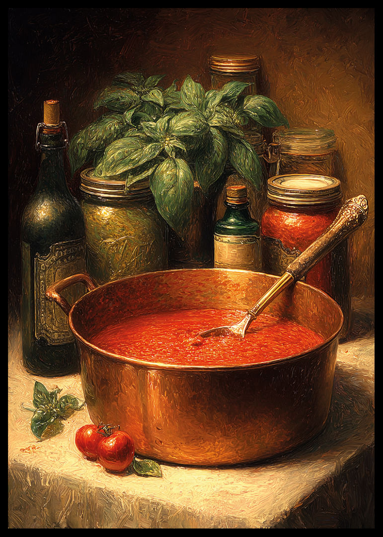 Une riche palette de couleurs de sauce tomate et d’épices remplit la pièce de chaleur.-12