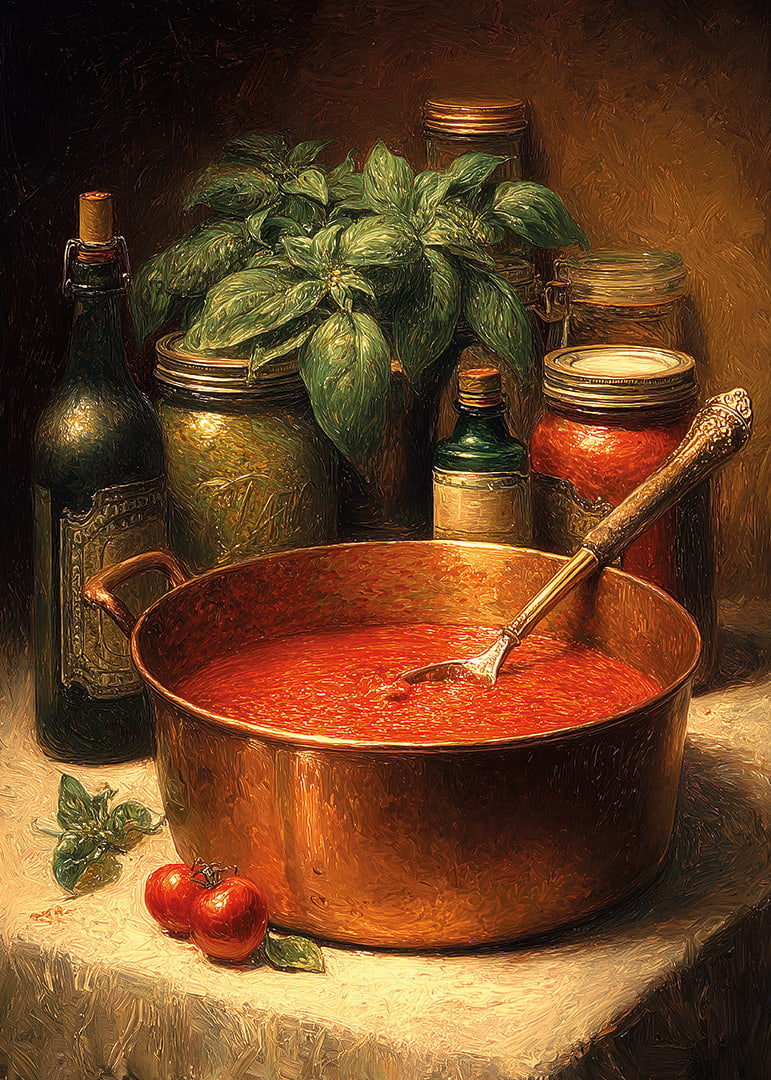 A rich color palette of tomato sauce and spices fills the room with warmth.-12