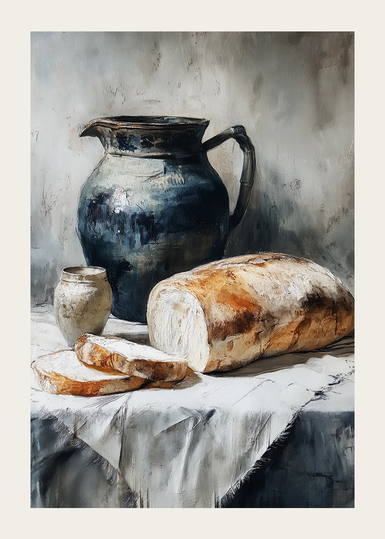 Bread and ceramics in a harmonious and timeless composition.-12