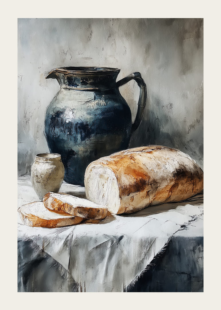 Pain et céramique dans une composition harmonieuse et intemporelle.-12