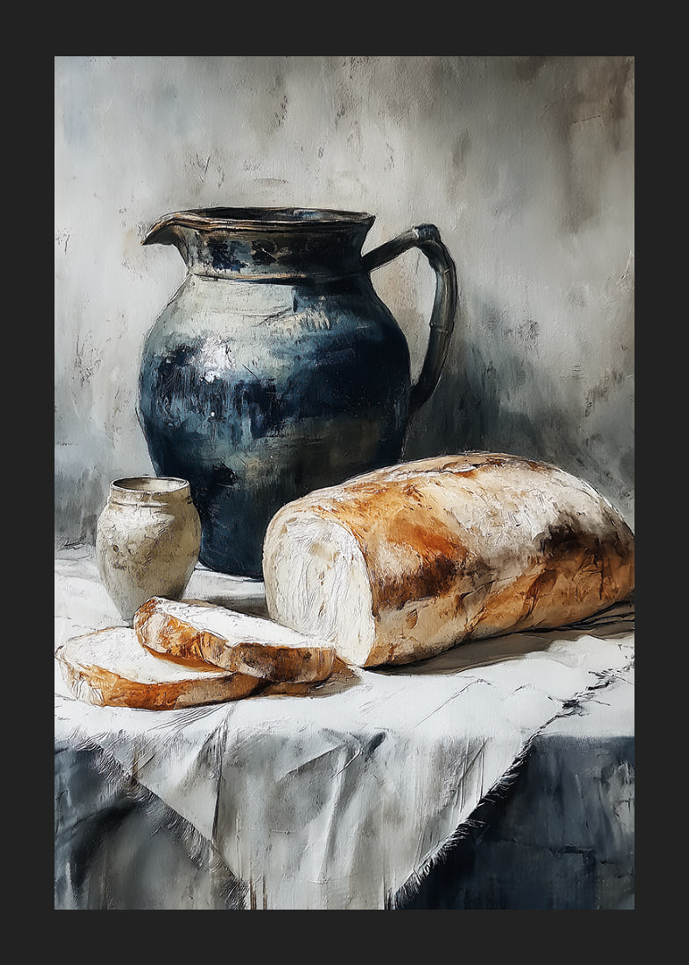 Bread and ceramics in a harmonious and timeless composition.-12