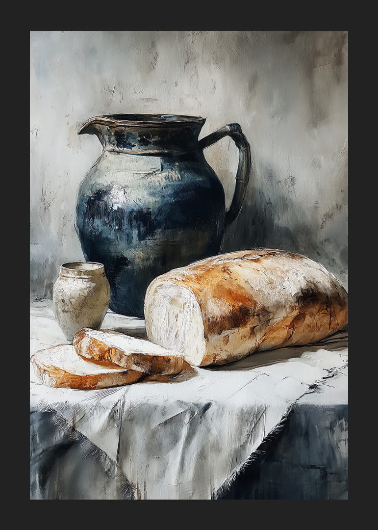 Pain et céramique dans une composition harmonieuse et intemporelle.-12