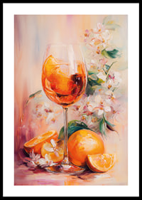 Färgstarkt möte mellan citrus och blomster i elegant harmoni.-0