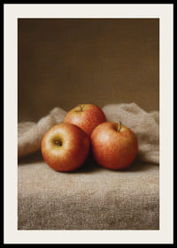Three golden apples rest on a soft cloth.-2