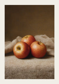 Three golden apples rest on a soft cloth.-3