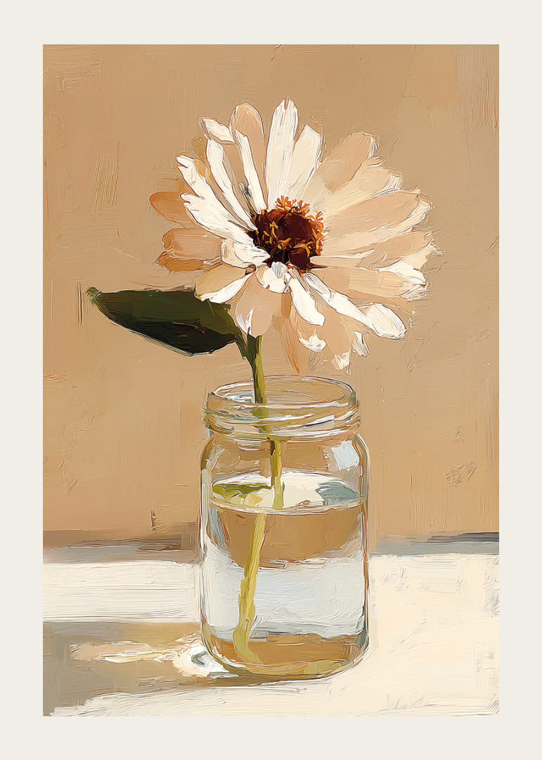 Une fleur solitaire dans un vase en verre sur un fond doux.-12