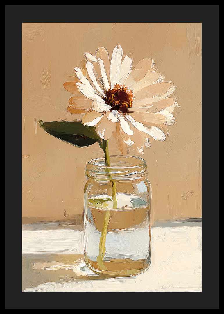 Une fleur solitaire dans un vase en verre sur un fond doux.-12