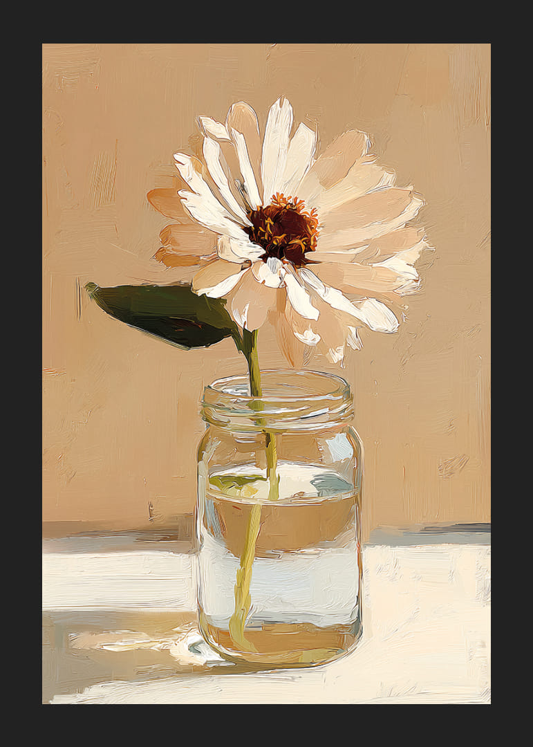 Une fleur solitaire dans un vase en verre sur un fond doux.-12