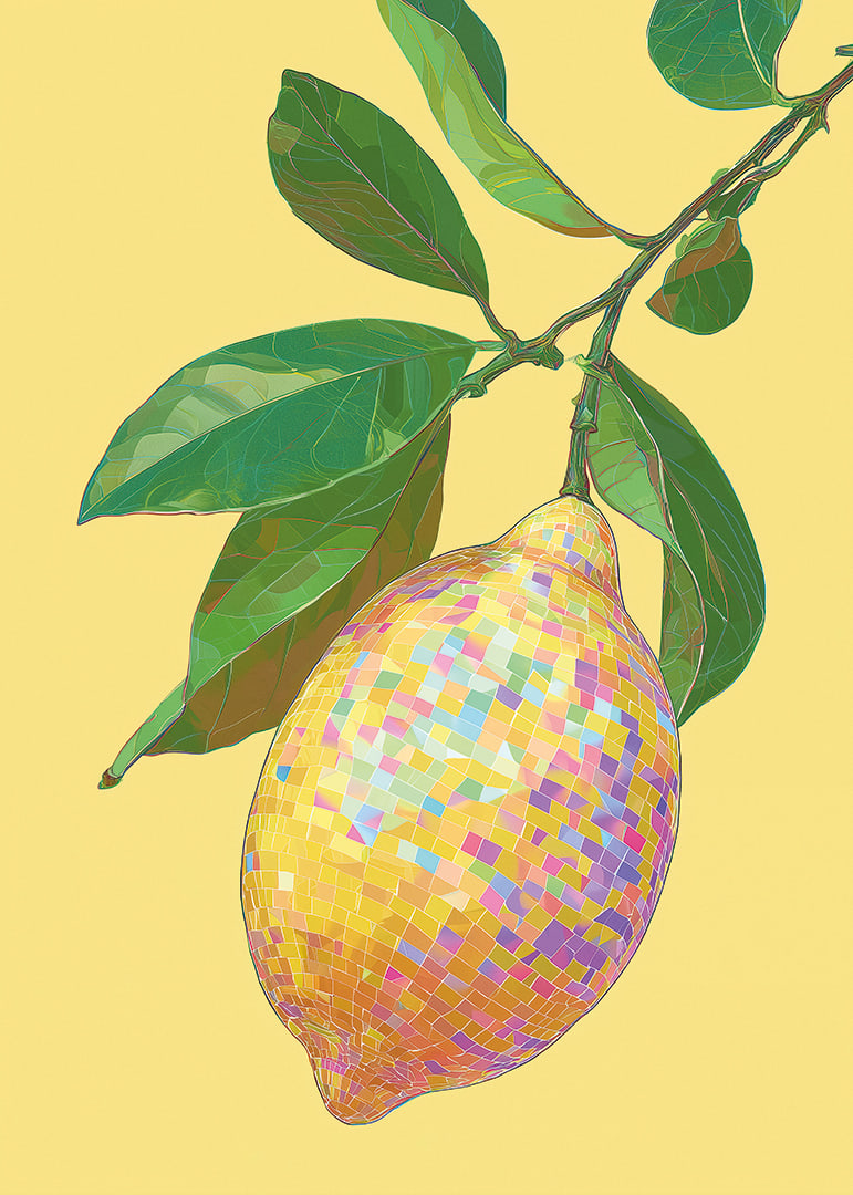 A radiant lemon sparkles against a sunny background.-12