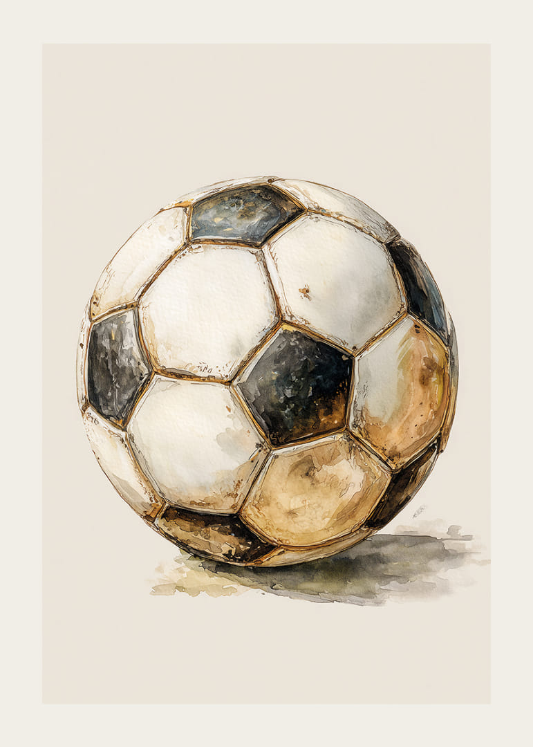 En gammel fodbold bærer spor af tidens gang.-12