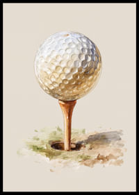 Golfová loptička na odpalisku na mäkkom pozadí.-2