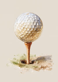 Golfová loptička na odpalisku na mäkkom pozadí.-3